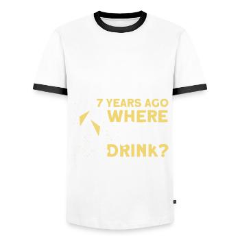 7th Birthday Beer Drinking Mom Mom - Men's Ringer Shirt - white/black - Front - AI Model Female 172 light (172cm) & AI Model Male 178 dark (178cm)