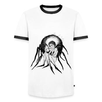 Jeune fille et la bête - T-shirt contrasté Homme - blanc/noir - Devant - AI Model Female 172 light (172cm) & AI Model Male 178 dark (178cm)