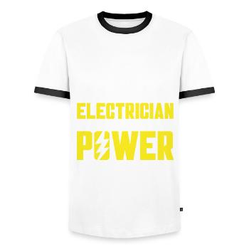 Ingénieur électricien électricien - T-shirt contrasté Homme - blanc/noir - Devant - AI Model Female 172 light (172cm) & AI Model Male 178 dark (178cm)
