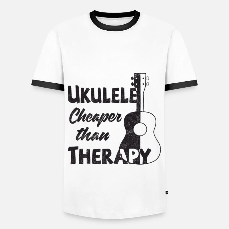 Ukulele! Cheaper than therapy - Men's Ringer Shirt - white/black