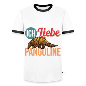 Vintage Retro Schuppentier Pangolin - Männer Kontrast-T-Shirt - Weiß/Schwarz - Vorne - AI Model Female 172 light (172cm) & AI Model Male 178 dark (178cm)