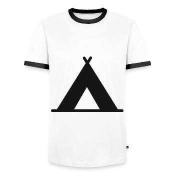 Camping Tent Gift Camping Nature Camping Holiday - Men's Ringer Shirt - white/black - Front - AI Model Female 172 light (172cm) & AI Model Male 178 dark (178cm)