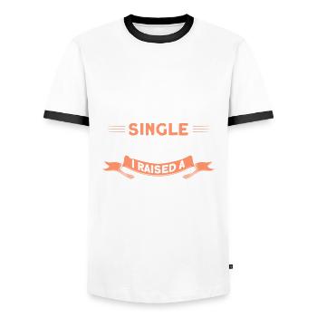 Frenchie Bulldog French Bulldog Gift - Men's Ringer Shirt - white/black - Front - AI Model Female 172 light (172cm) & AI Model Male 178 dark (178cm)
