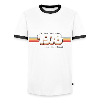 1978 the birth of legends - Men's Ringer Shirt - white/black - Front - AI Model Female 172 light (172cm) & AI Model Male 178 dark (178cm)