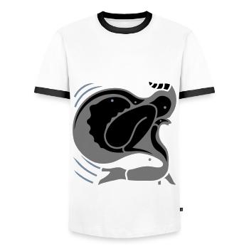Un animal en moi. L’ombre et la lumière du monde intérieur - T-shirt contrasté Homme - blanc/noir - Devant - AI Model Female 172 light (172cm) & AI Model Male 178 dark (178cm)