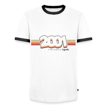 2001 the birth of legends - Men's Ringer Shirt - white/black - Front - AI Model Female 172 light (172cm) & AI Model Male 178 dark (178cm)