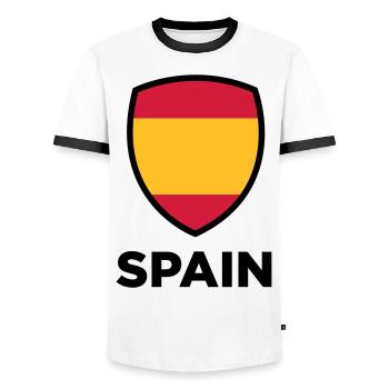 Drapeau national de l Espagne - T-shirt contrasté Homme - blanc/noir - Devant - AI Model Female 172 light (172cm) & AI Model Male 178 dark (178cm)