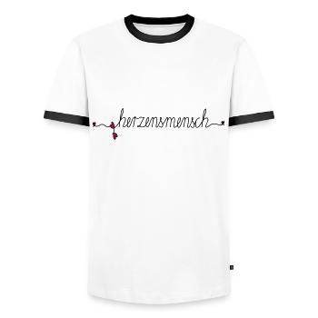 herzensmensch - Männer Kontrast-T-Shirt - Weiß/Schwarz - Vorne - AI Model Female 172 light (172cm) & AI Model Male 178 dark (178cm)