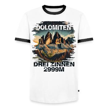 Drei Zinne Wandern Dolomiten Souvenir Andenken - Männer Kontrast-T-Shirt - Weiß/Schwarz - Vorne - AI Model Female 172 light (172cm) & AI Model Male 178 dark (178cm)