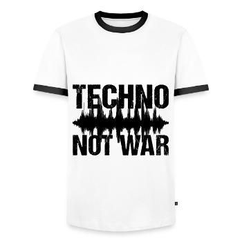 Techno Pas Guerre Paix Musique Techno - T-shirt contrasté Homme - blanc/noir - Devant - AI Model Female 172 light (172cm) & AI Model Male 178 dark (178cm)