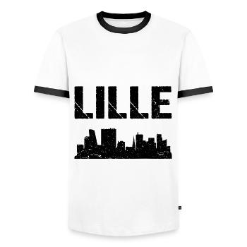 Lille Skyline Frankreich Stadt Lille - Männer Kontrast-T-Shirt - Weiß/Schwarz - Vorne - AI Model Female 172 light (172cm) & AI Model Male 178 dark (178cm)