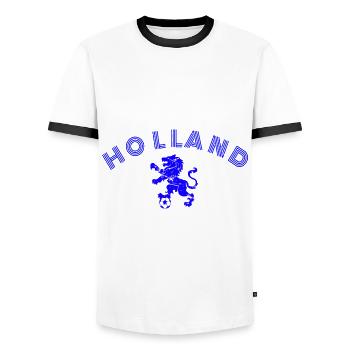 HOLLAND - Männer Kontrast-T-Shirt - Weiß/Schwarz - Vorne - AI Model Female 172 light (172cm) & AI Model Male 178 dark (178cm)