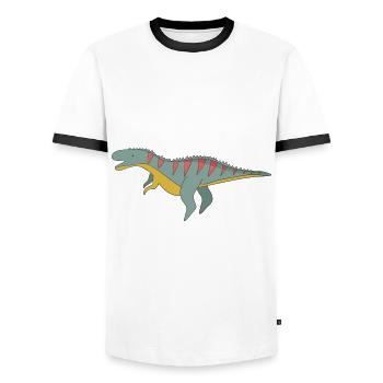 Dinosaure Dino - T-shirt contrasté Homme - blanc/noir - Devant - AI Model Female 172 light (172cm) & AI Model Male 178 dark (178cm)