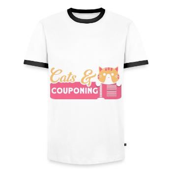 Coupon Shopper Discount Couponer Vente à prix réduit - T-shirt contrasté Homme - blanc/noir - Devant - AI Model Female 172 light (172cm) & AI Model Male 178 dark (178cm)