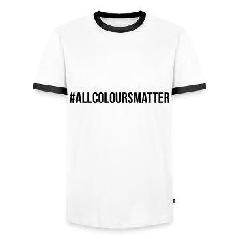 All Colours Matter Protest - Männer Kontrast-T-Shirt - Weiß/Schwarz - Vorne - AI Model Female 172 light (172cm) & AI Model Male 178 dark (178cm)