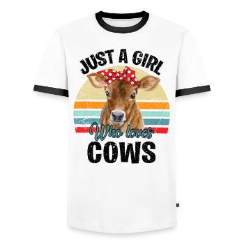 Just A Girl Who Loves Cows - Men's Ringer Shirt - white/black - Front - AI Model Female 172 light (172cm) & AI Model Male 178 dark (178cm)