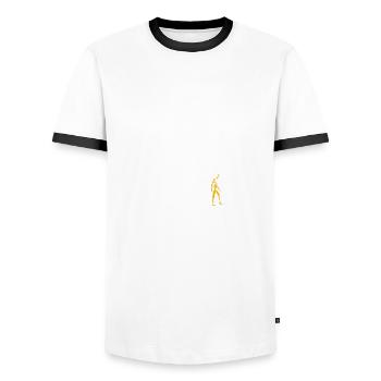 Schatzsuche Münzen erkennen Metalldetektion - Männer Kontrast-T-Shirt - Weiß/Schwarz - Vorne - AI Model Female 172 light (172cm) & AI Model Male 178 dark (178cm)