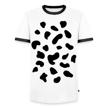 Costume de vache taches motif dalmatien tacheté - T-shirt contrasté Homme - blanc/noir - Devant - AI Model Female 172 light (172cm) & AI Model Male 178 dark (178cm)