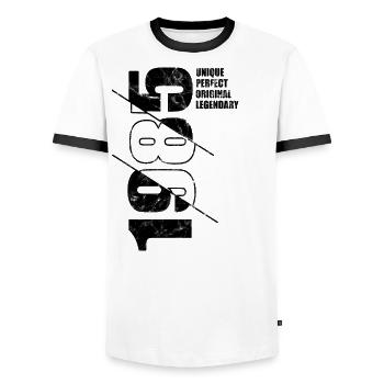 Legendär Original - Jahrgang 1985 Geburtstag - Männer Kontrast-T-Shirt - Weiß/Schwarz - Vorne - AI Model Female 172 light (172cm) & AI Model Male 178 dark (178cm)