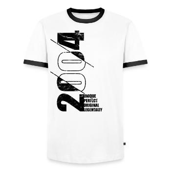 Original légendaire - Né en 2004 Anniversaire - T-shirt contrasté Homme - blanc/noir - Devant - AI Model Female 172 light (172cm) & AI Model Male 178 dark (178cm)