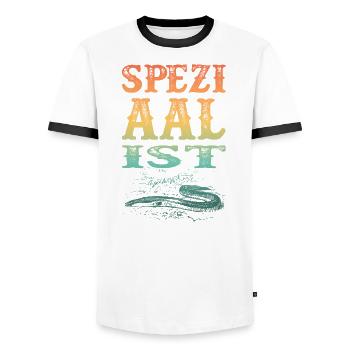 Lustige Angler Geschenke Spezialist Aal Angeln - Männer Kontrast-T-Shirt - Weiß/Schwarz - Vorne - AI Model Female 172 light (172cm) & AI Model Male 178 dark (178cm)