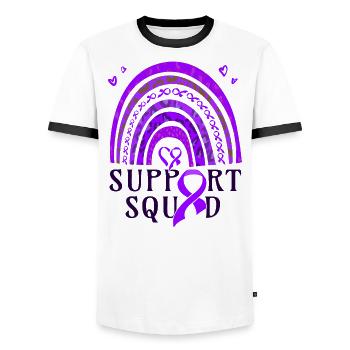 Arc violet conscient de la naissance prématurée - T-shirt contrasté Homme - blanc/noir - Devant - AI Model Female 172 light (172cm) & AI Model Male 178 dark (178cm)