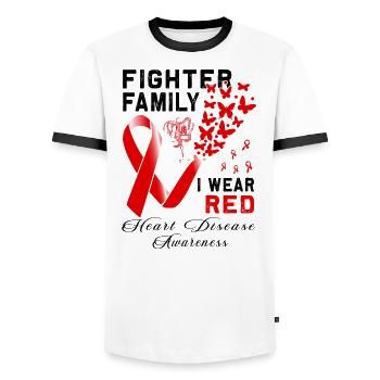 Kämpferfamilie Rote Band Herzkrankheit - Männer Kontrast-T-Shirt - Weiß/Schwarz - Vorne - AI Model Female 172 light (172cm) & AI Model Male 178 dark (178cm)