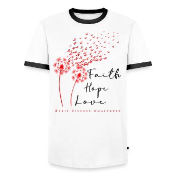 Faith Hope Love Sensibilisation aux maladies cardiaques - T-shirt contrasté Homme - blanc/noir - Devant - AI Model Female 172 light (172cm) & AI Model Male 178 dark (178cm)