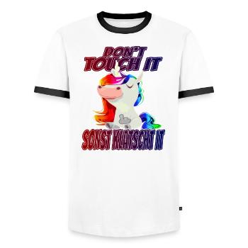 Don't Touch it otherwise Claps it - Rainbow - Men's Ringer Shirt - white/black - Front - AI Model Female 172 light (172cm) & AI Model Male 178 dark (178cm)