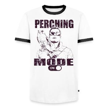 Falconer Peregrine Falcon Vintage Falconry - Men's Ringer Shirt - white/black - Front - AI Model Female 172 light (172cm) & AI Model Male 178 dark (178cm)