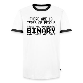 Funny Lol Nerd IT Computer Scientist - Men's Ringer Shirt - white/black - Front - AI Model Female 172 light (172cm) & AI Model Male 178 dark (178cm)