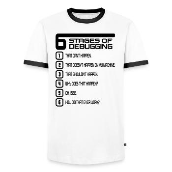 Funny Lol Nerd IT Computer Scientist - Men's Ringer Shirt - white/black - Front - AI Model Female 172 light (172cm) & AI Model Male 178 dark (178cm)