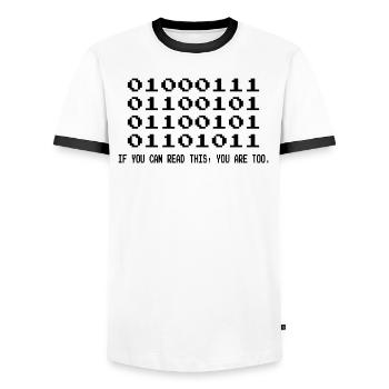 Funny Lol Nerd IT Computer Scientist - Men's Ringer Shirt - white/black - Front - AI Model Female 172 light (172cm) & AI Model Male 178 dark (178cm)