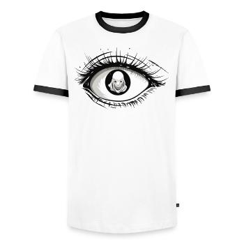 Ghost Hunter Creepy Adventure, Paranormal - T-shirt contrasté Homme - blanc/noir - Devant - AI Model Female 172 light (172cm) & AI Model Male 178 dark (178cm)