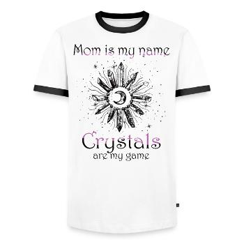 Funny Gemstone Chakra Healer Spiritual - Men's Ringer Shirt - white/black - Front - AI Model Female 172 light (172cm) & AI Model Male 178 dark (178cm)