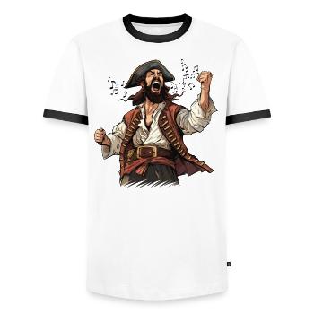 Conception de chant de mer pour les proches tout en chantant - T-shirt contrasté Homme - blanc/noir - Devant - AI Model Female 172 light (172cm) & AI Model Male 178 dark (178cm)