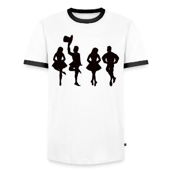 Irish Dance Feis Shamrock Festival - Men's Ringer Shirt - white/black - Front - AI Model Female 172 light (172cm) & AI Model Male 178 dark (178cm)