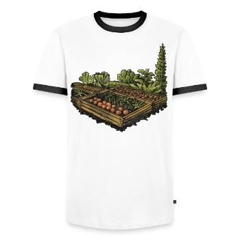 Permakultur Lebensmittel Compost - Männer Kontrast-T-Shirt - Weiß/Schwarz - Vorne - AI Model Female 172 light (172cm) & AI Model Male 178 dark (178cm)