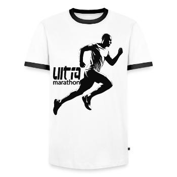 Conception de la course pour les coureurs au marathon - T-shirt contrasté Homme - blanc/noir - Devant - AI Model Female 172 light (172cm) & AI Model Male 178 dark (178cm)