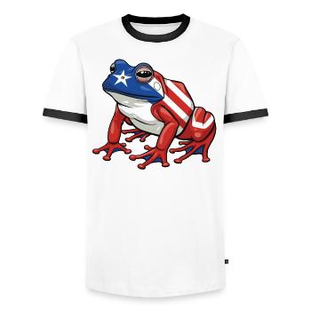 Coqui Frog Symbol Taino Boricua Puerto - Men's Ringer Shirt - white/black - Front - AI Model Female 172 light (172cm) & AI Model Male 178 dark (178cm)