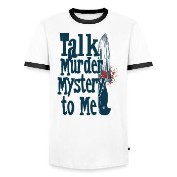 Murder Mystery Dinner joue la victime - T-shirt contrasté Homme - blanc/noir - Devant - AI Model Female 172 light (172cm) & AI Model Male 178 dark (178cm)