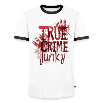 Murder Mystery Dinner joue la victime - T-shirt contrasté Homme - blanc/noir - Devant - AI Model Female 172 light (172cm) & AI Model Male 178 dark (178cm)