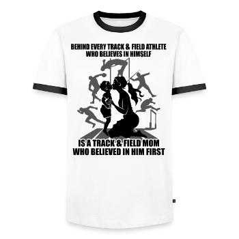 Leichtathletik Leichtathletikspiele - Männer Kontrast-T-Shirt - Weiß/Schwarz - Vorne - AI Model Female 172 light (172cm) & AI Model Male 178 dark (178cm)