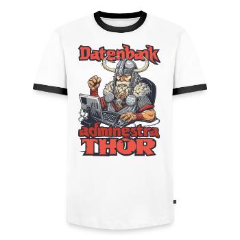 Database Administrator Coding Data Analyst - Men's Ringer Shirt - white/black - Front - AI Model Female 172 light (172cm) & AI Model Male 178 dark (178cm)