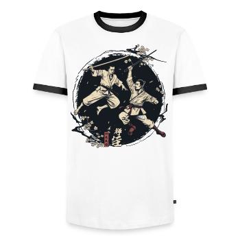 Arnis Eskrima Kali Fma - Männer Kontrast-T-Shirt - Weiß/Schwarz - Vorne - AI Model Female 172 light (172cm) & AI Model Male 178 dark (178cm)