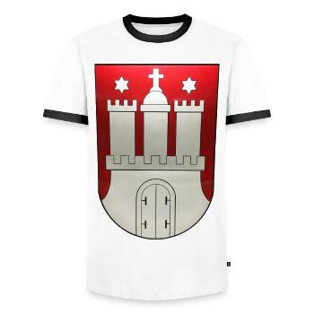 Hamburg - Männer Kontrast-T-Shirt - Weiß/Schwarz - Vorne - AI Model Female 172 light (172cm) & AI Model Male 178 dark (178cm)