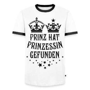 Prinz hat Prinzessin gefunden Paar Partnerlook - Männer Kontrast-T-Shirt - Weiß/Schwarz - Vorne - AI Model Female 172 light (172cm) & AI Model Male 178 dark (178cm)
