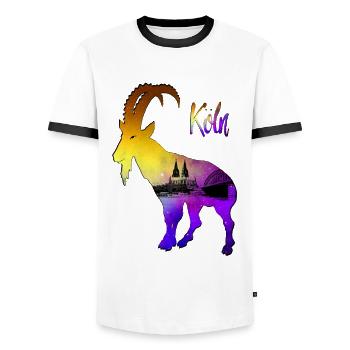 Köln Geißbock Hennes - Männer Kontrast-T-Shirt - Weiß/Schwarz - Vorne - AI Model Female 172 light (172cm) & AI Model Male 178 dark (178cm)
