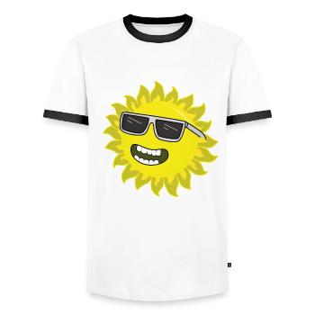 Sun with sunglasses - Men's Ringer Shirt - white/black - Front - AI Model Female 172 light (172cm) & AI Model Male 178 dark (178cm)