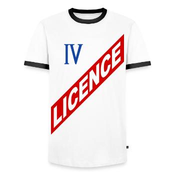 Lizenz 4 - Männer Kontrast-T-Shirt - Weiß/Schwarz - Vorne - AI Model Female 172 light (172cm) & AI Model Male 178 dark (178cm)